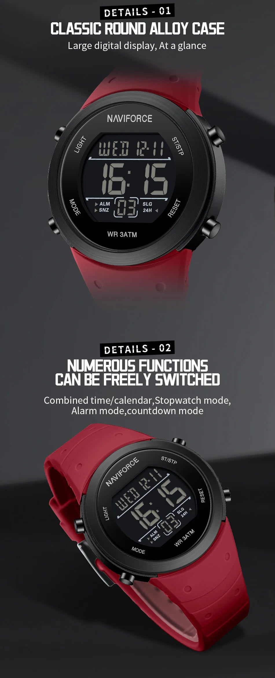 NAVIFORCE Brand Men Watches Luxury Comfortable Silicone Strap Electronic Day and Date Display Clock Waterproof Men Wristwatches