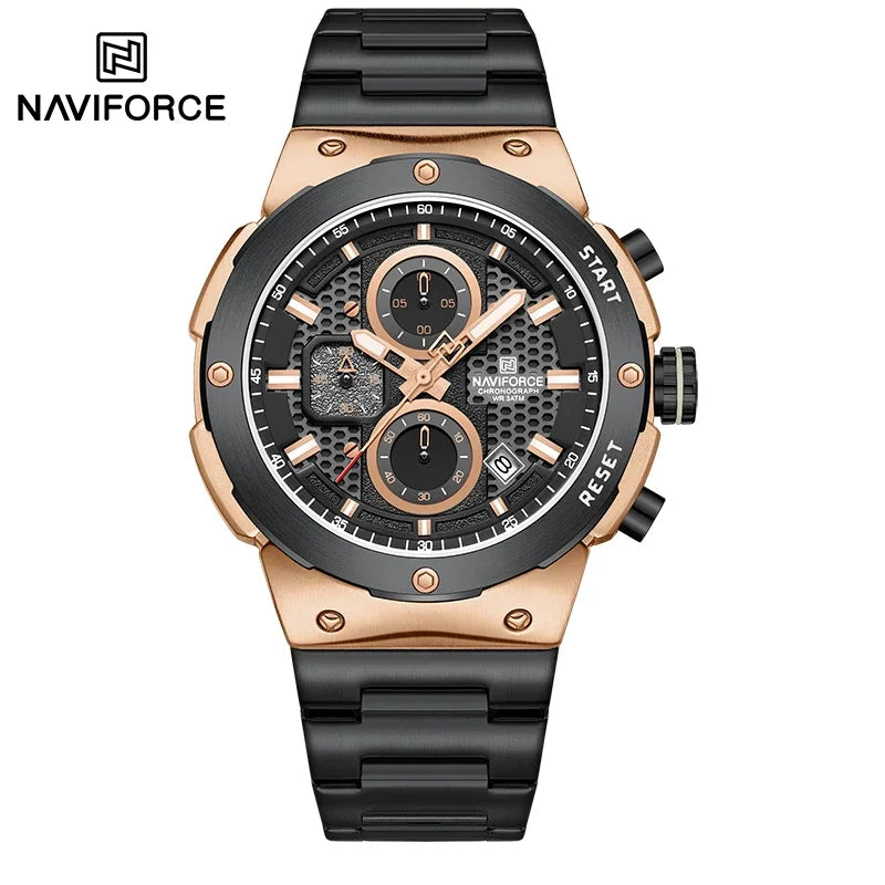 NAVIFORCE 2025 Man Quartz Watch Sport Military Watch For Men Waterproof Luminous Date Chronograph Stainless Steel Men's Watches