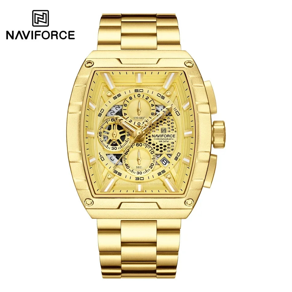NAVIFORCE Man Watch Luxury Waterproof Stainless Steel Quartz Men's Watches Sports Auto Date Wristwatch Chronograph Simple Clocks