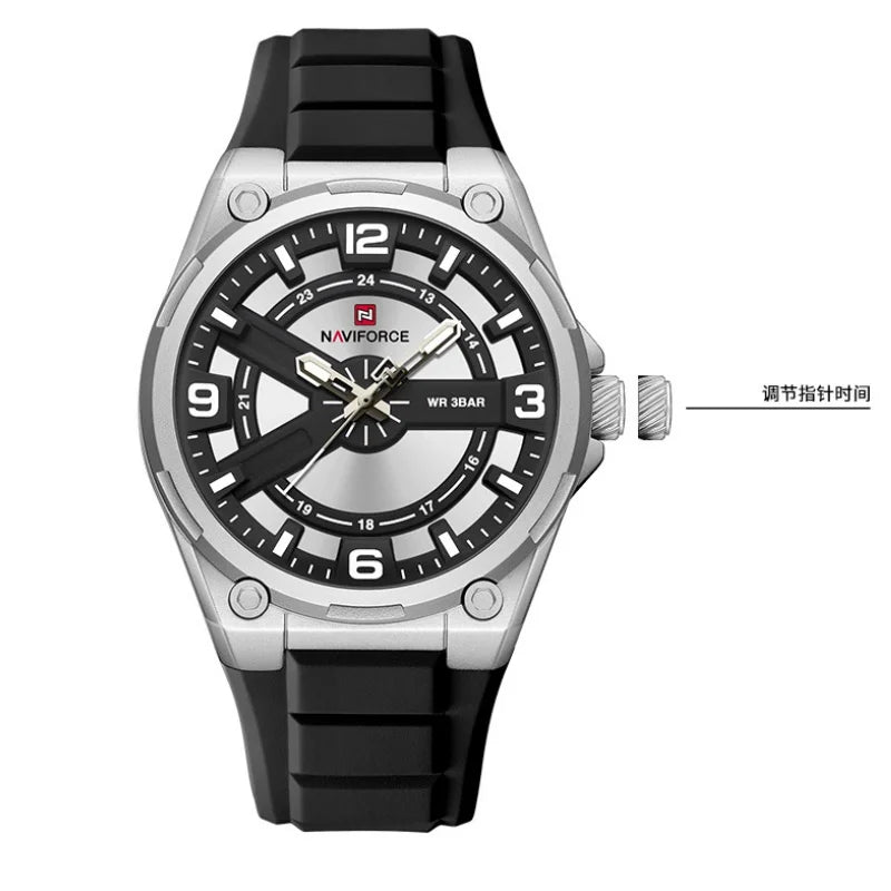 NAVIFOCE Luxury Business Men Watch Sport Men Watch Waterproof Quartz Clock Man Wheel dial WristWatch Relogio Masculino Silicone