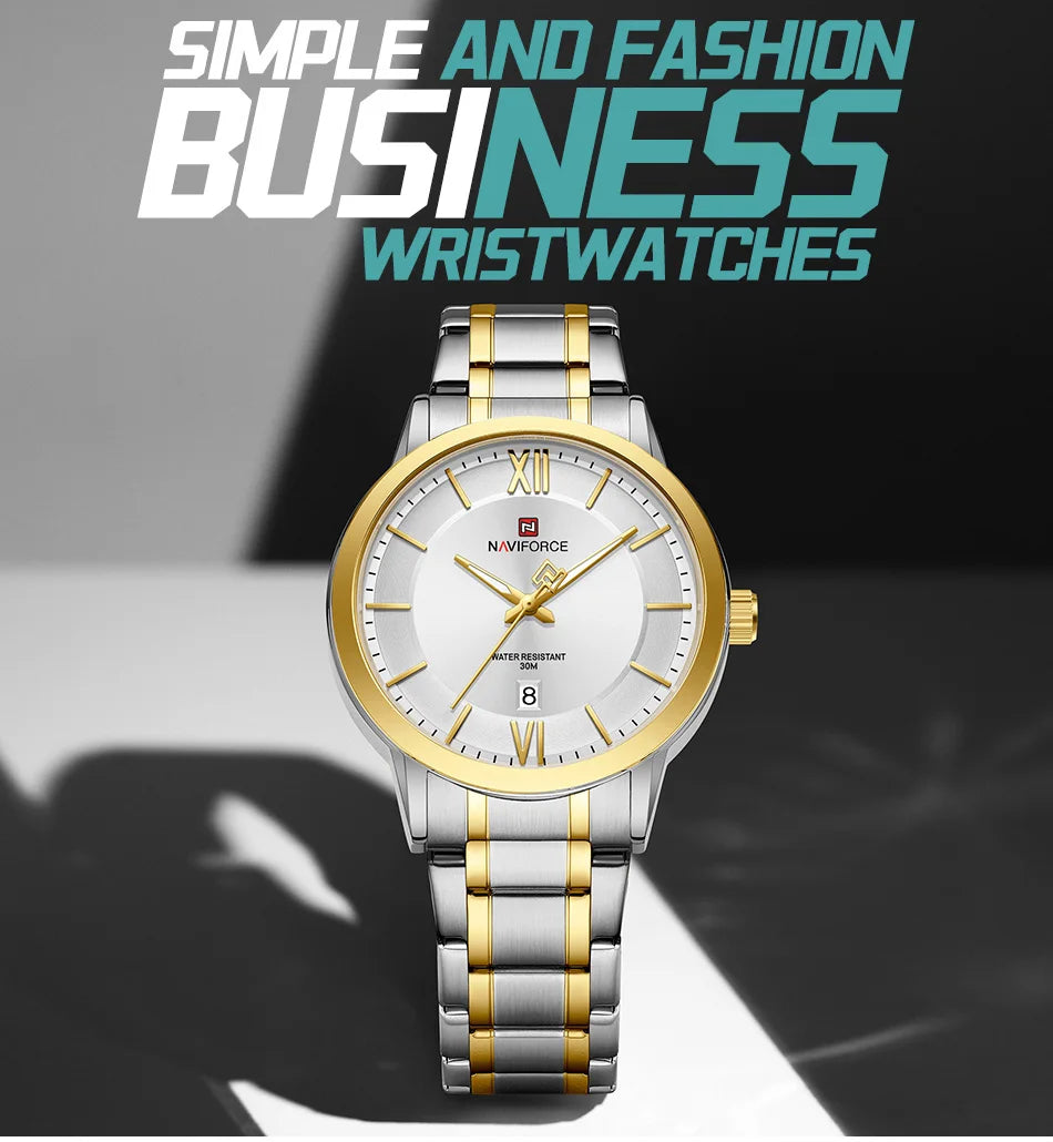 NAVIFORCE Original Watches for Men Military Sports Calendar Clock Luxury Waterproof Quartz Steel Strap WristWatch Reloj Hombre