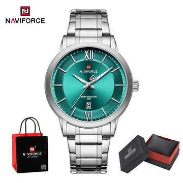 NAVIFORCE Original Watches for Men Quartz Waterproof Calendar Clock Steel Strap Military Luxury Sports Male Wristwatch Gift Box