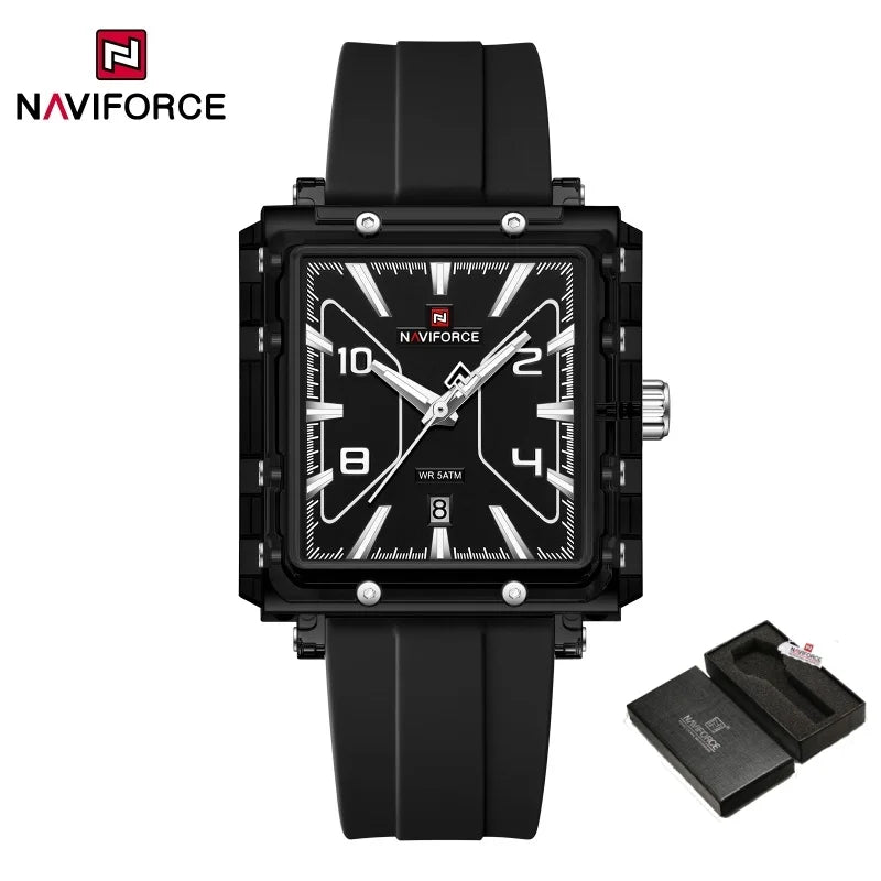 NAVIFORCE High Quality Men Watches 50M Waterproof Sport Date Display Quartz Watch Silicone Luminous Hands boy gift Reloj Hombre