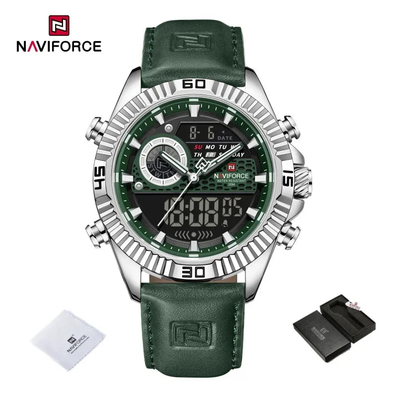 NAVIFORCE Men's Watches Sport Quartz Analog LCD Digital Wristwatch 30m Waterproof Luminous Chronograph Watch for Men Date Clock