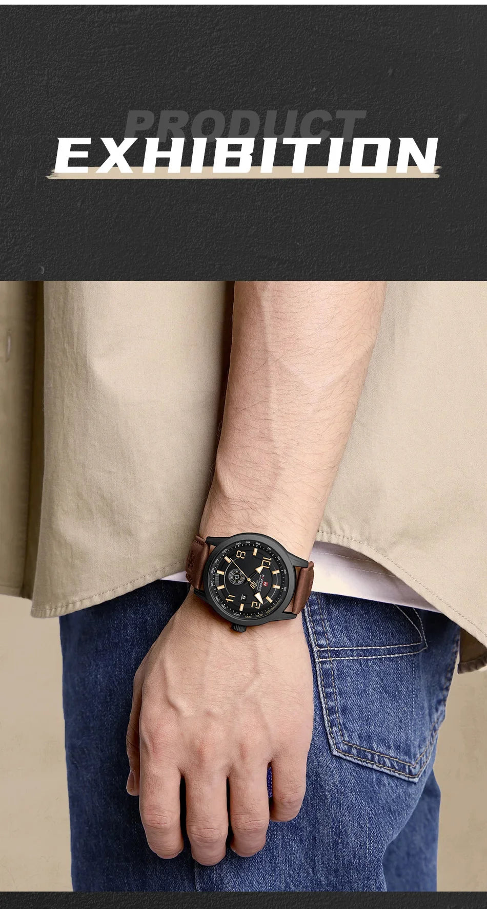 NAVIFORCE Watches for men Fashion Sports PU Strap 30m Waterproof Quartz Calendar Display Wristwatch Male Gift Relogio Masculino