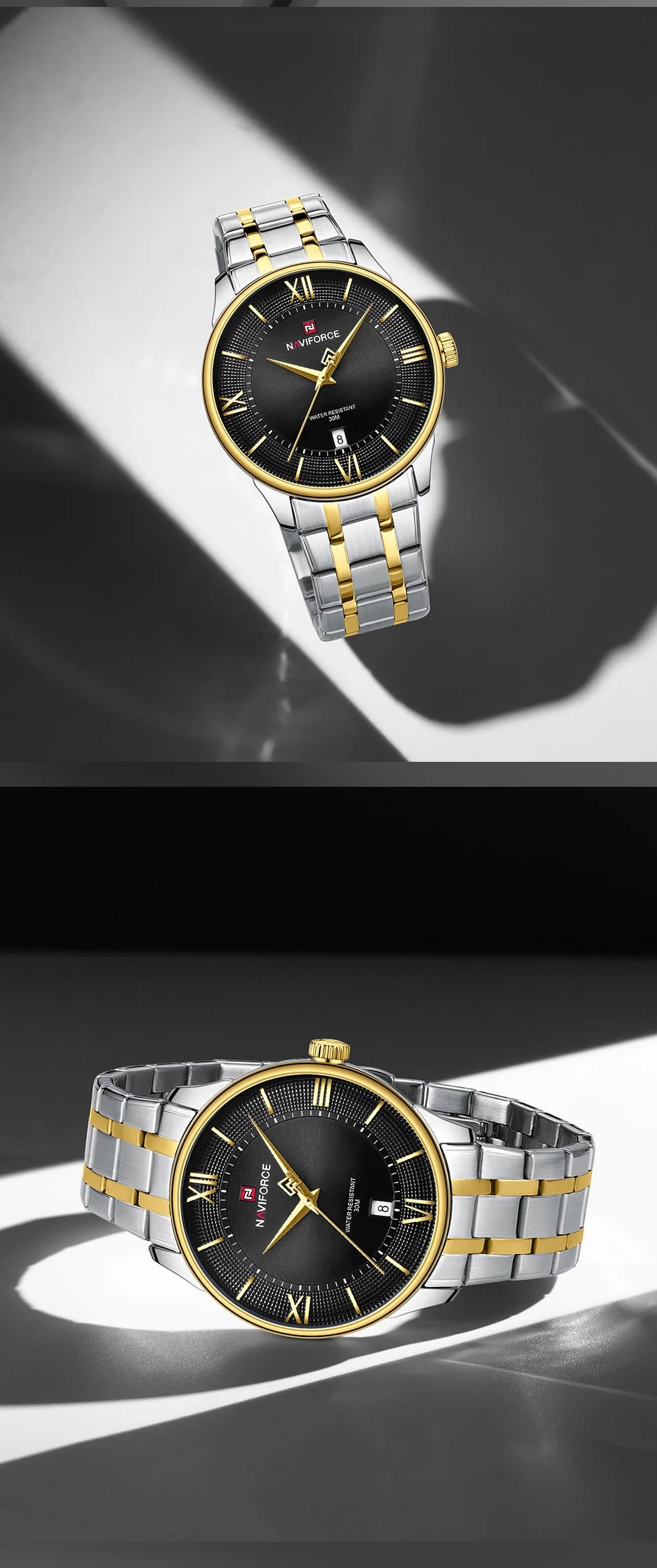 NAVIFORCE Men's Watch Stainless Steel Strap Waterproof Luxury Sport Male Quartz WristWatch Calendar Clock Reloj Hombre man gift