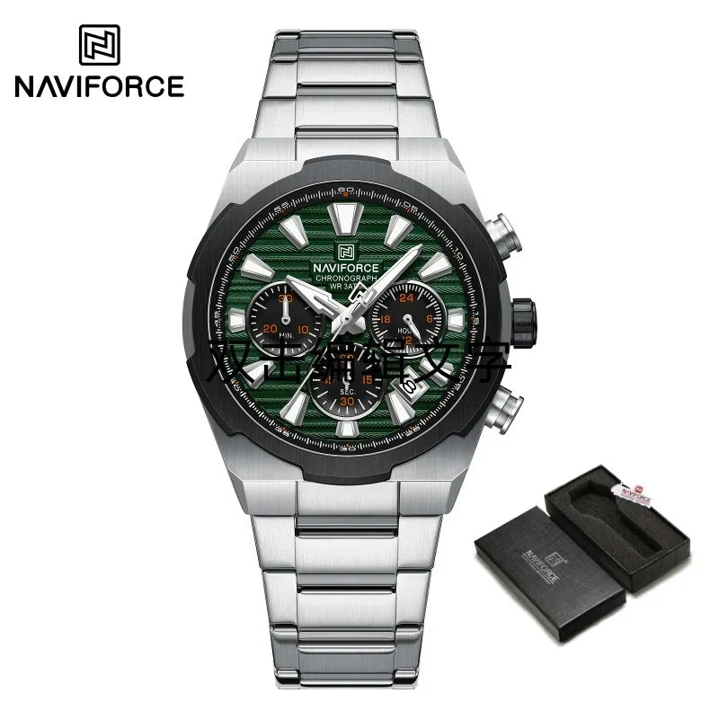 NAVIFORCE Watch For Men Mutifunction Chronograph Quartz Wristwatches Calendar display Military 24 Hours Luminous New Men Clock