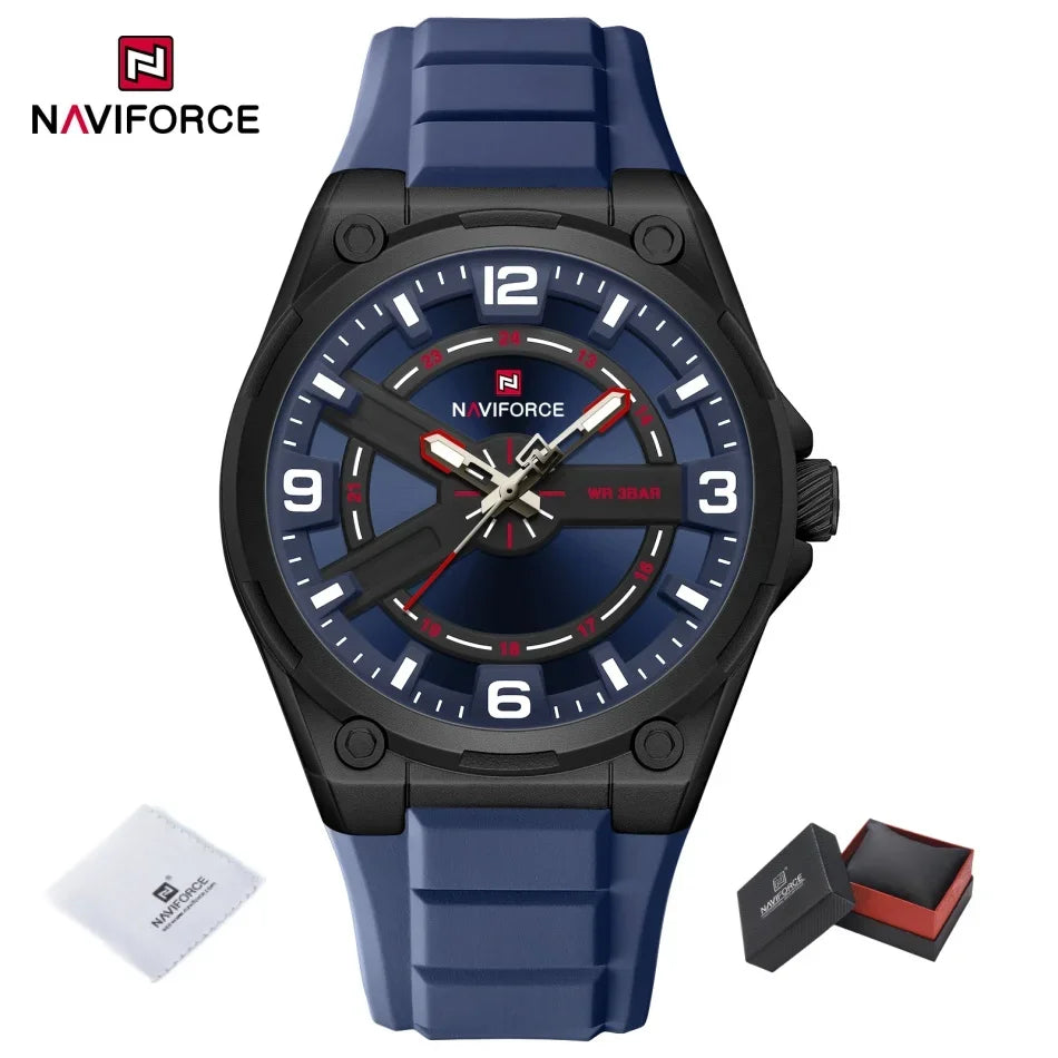 NAVIFOCE Luxury Business Men Watch Sport Men Watch Waterproof Quartz Clock Man Wheel dial WristWatch Relogio Masculino Silicone