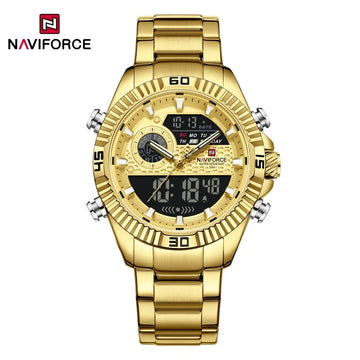 NAVIFORCE Men's Watch Quartz Dual Display 3ATM Waterproof Luminous Chronograph Alarm Clocks Male Luxury High Quality Wristwatch