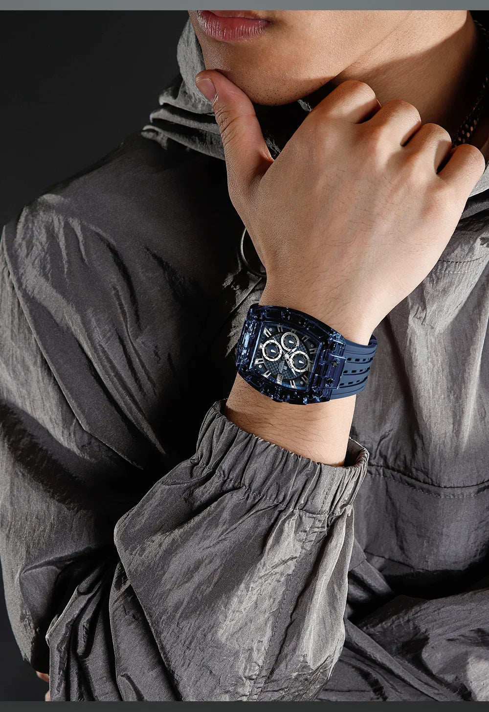 NAVIFORCE Outdoor Quartz Wristwatch for Men Chronograph Auto Date 5ATM Waterproof Silicone Strap Male Casual Fashion Sport Clock