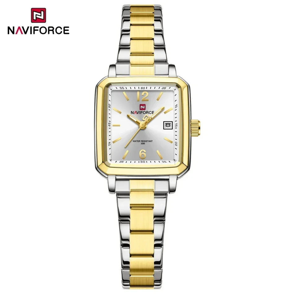 NAVIFORCE Square Design Lover's Watches Original Casual Waterproof Calendar Luxury Sports Quartz Watch for Women Men Date Gift