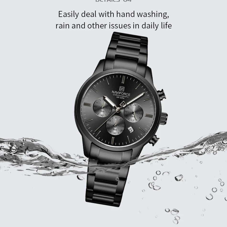 Mens Watches NAVIFORCE Fashion Luxury 30M Waterproof Date Display Quartz Watch Man Fashion Steel Band Sport WristWatch Men Clock