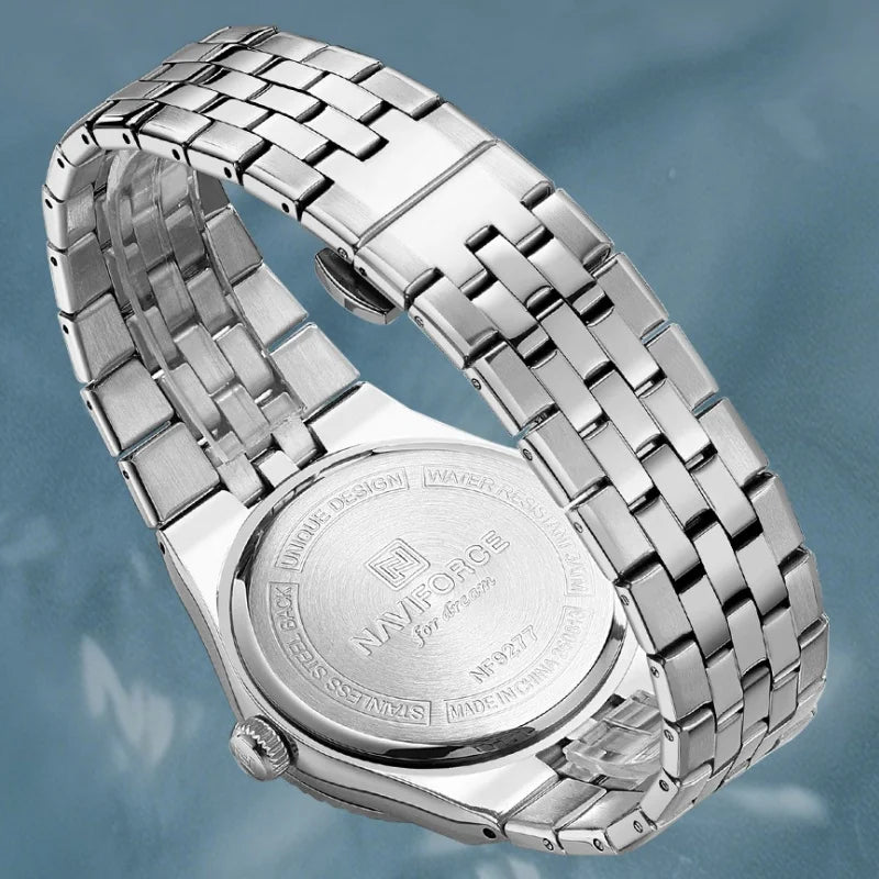 NAVIFORCE Men Watches Quartz Calendar Waterproof Luminous Magnifying Glass Window Stainless Steel Male Luxury Business Watches