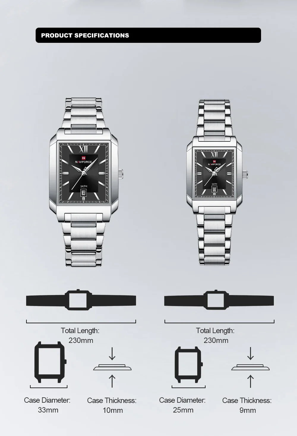 NAVIFORCE Luxury Couple Watch Stainless Steel Lover's Date Watches Quartz WristWatch For Women Men Simple Waterproof Clock Gift