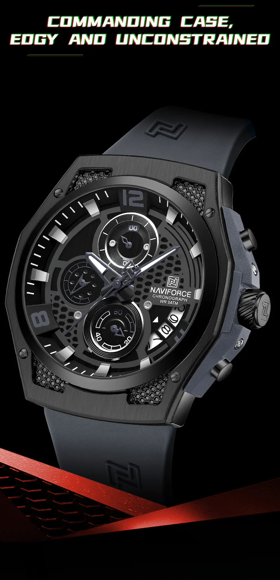 NAVIFORCE 2024 Larger Dial Men Military Watches Male High-end Quartz Calendar Fashion Design Wrist Watches PU Waterproof Clock