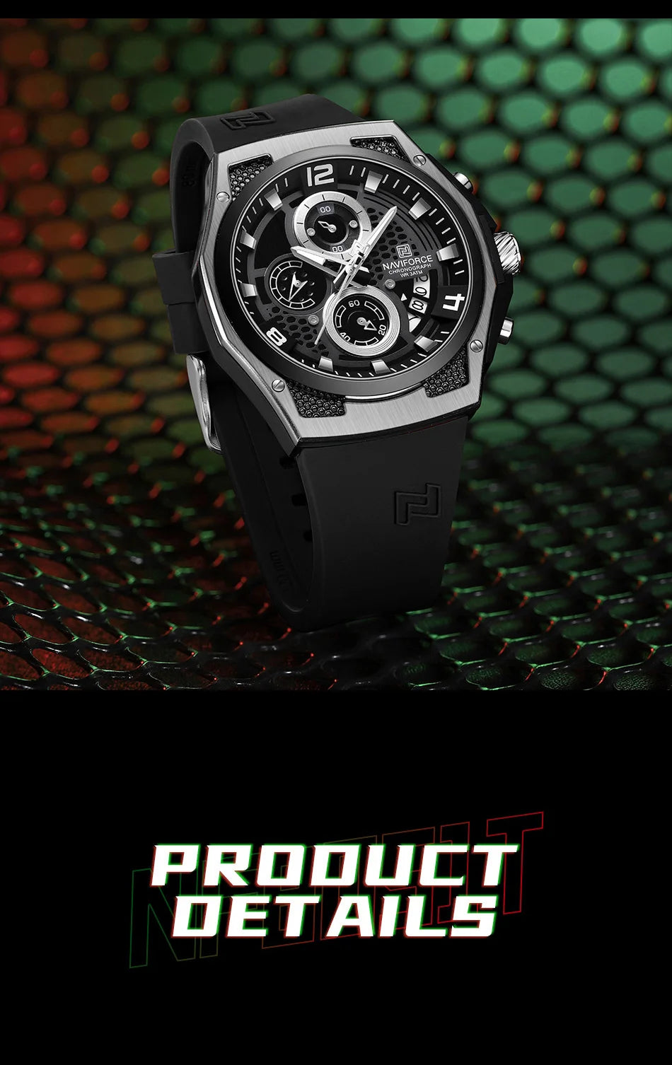 NAVIFORCE Men's Luxury Wristwatch Silicone Strap Casual Sport Luminous Water Resistant Male Quartz Watch Relogio Masculino 2024