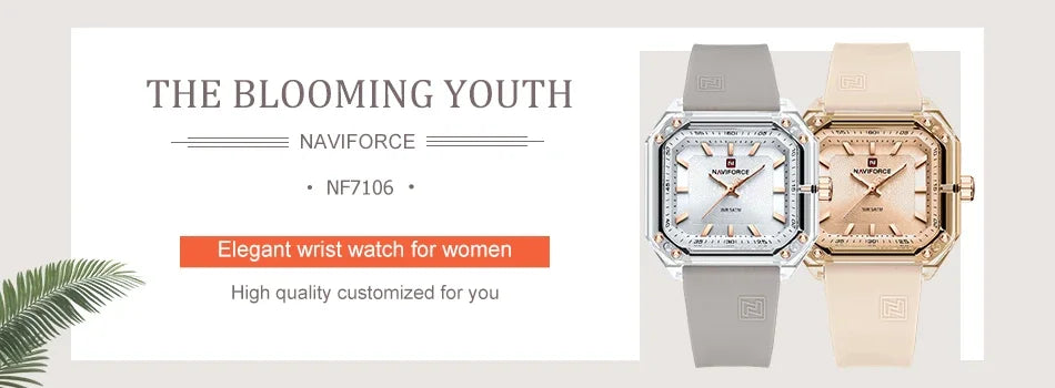 NAVIFORCE Fashion Watch for Women 5ATM Waterproof Silicone Strap Auto Date Display Night Illumination Ladies Elegant Watch Gift