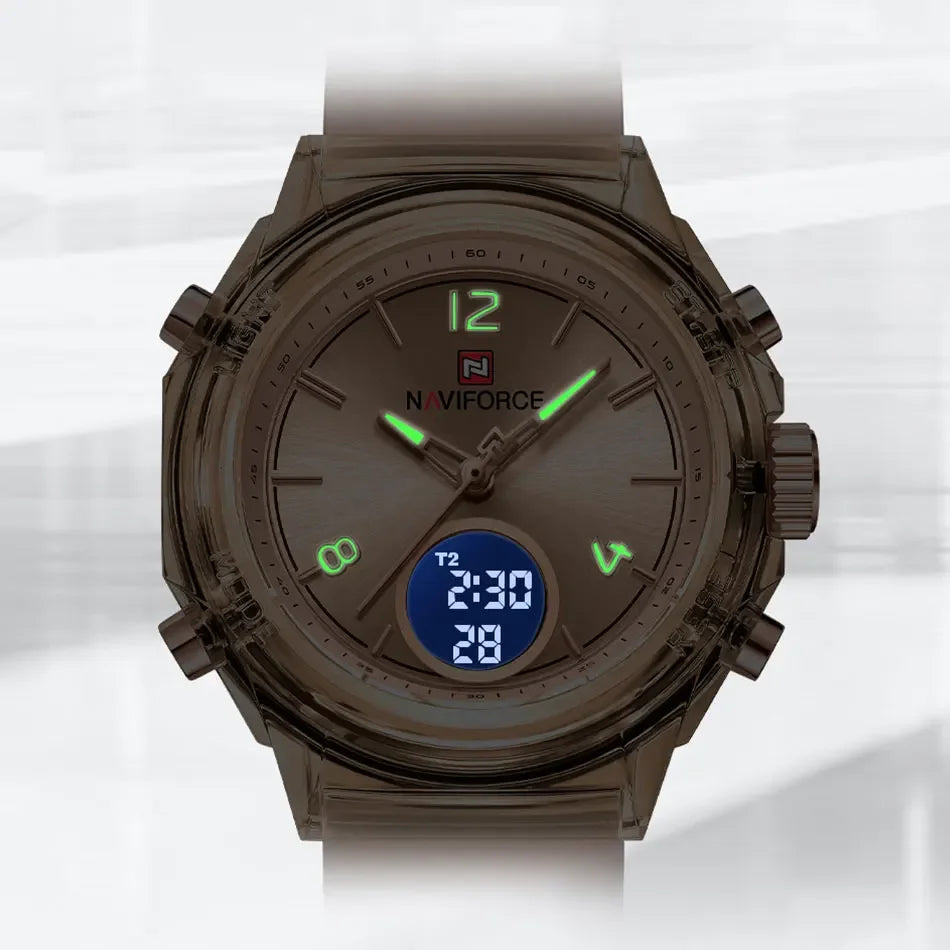 NAVIFORCE Quartz Wristwatches Dual Time Display Top Brand Women's Watch Outdoor Sports Waterproof Watches Rubber Package Gifts