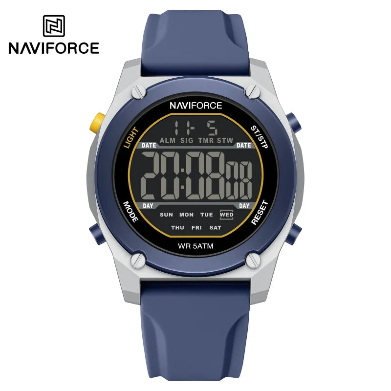 NAVIFORCE Men Digital Watch Sports Fashion Watches Waterproof 50M Man HD Electronic Screen Student Cool Alarm Display Wristwatch