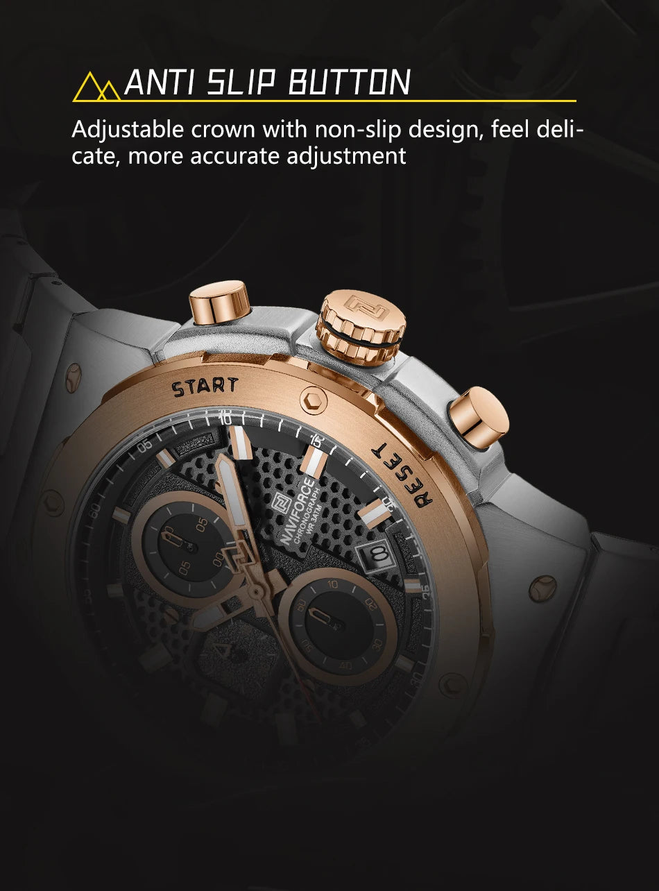 NAVIFORCE 2025 Man Quartz Watch Sport Military Watch For Men Waterproof Luminous Date Chronograph Stainless Steel Men's Watches