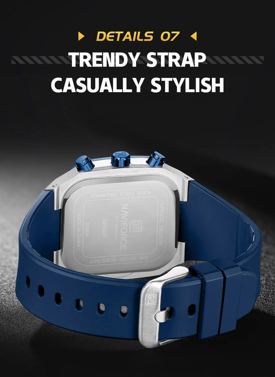 NAVIFORCE Luxury Men Watches Fashion Casual Waterproof Date Quartz Wristwatches Silicone Strap Luminous Clock Relogio Masculino