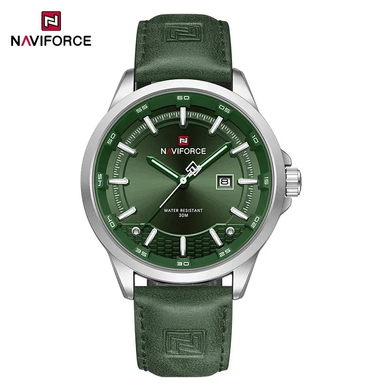 NAVIFORCE Watches For Men Quartz Auto Date Waterproof Leather Strap Male Casual Fashion Daily Wear Business Man's Clocks NF9248L