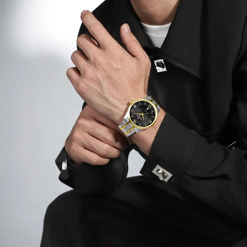 NAVIFORCE Men's Watch Stainless Steel Strap Waterproof Luxury Sport Male Quartz WristWatch Calendar Clock Reloj Hombre man gift