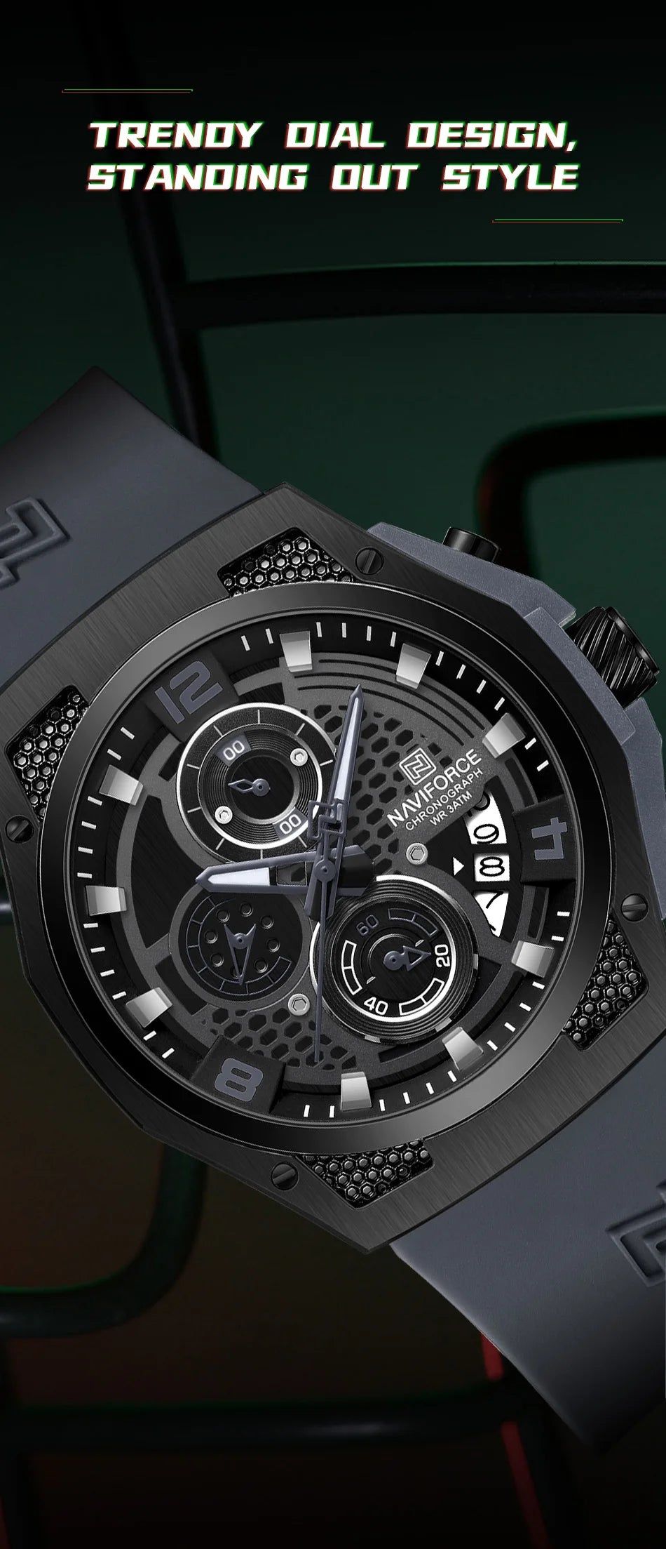 NAVIFORCE 2024 Larger Dial Men Military Watches Male High-end Quartz Calendar Fashion Design Wrist Watches PU Waterproof Clock