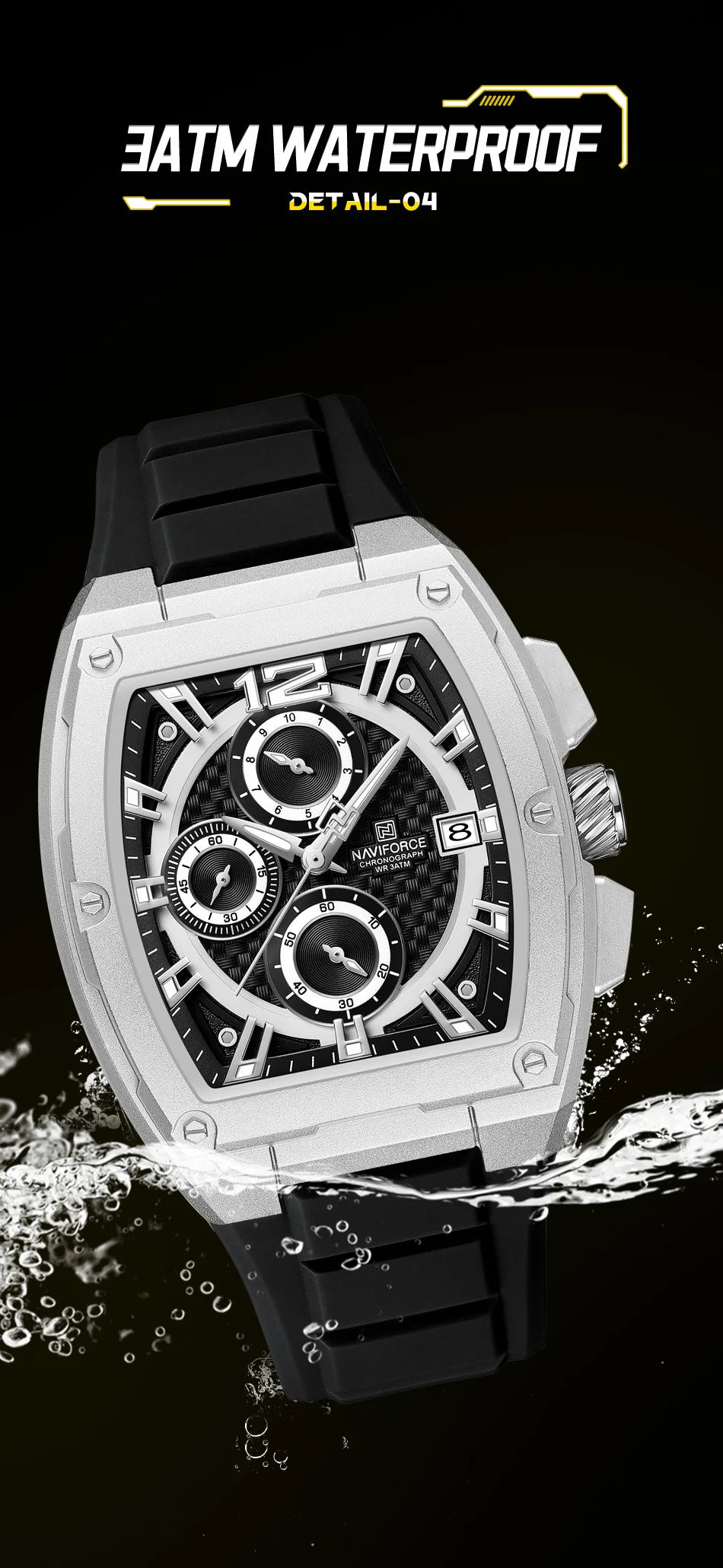 NAVIFORCE Watch for Men Waterproof Luxury Business Sport Casual Wristwatch Clock Mens Multifunction Chronograph Silicone Watches