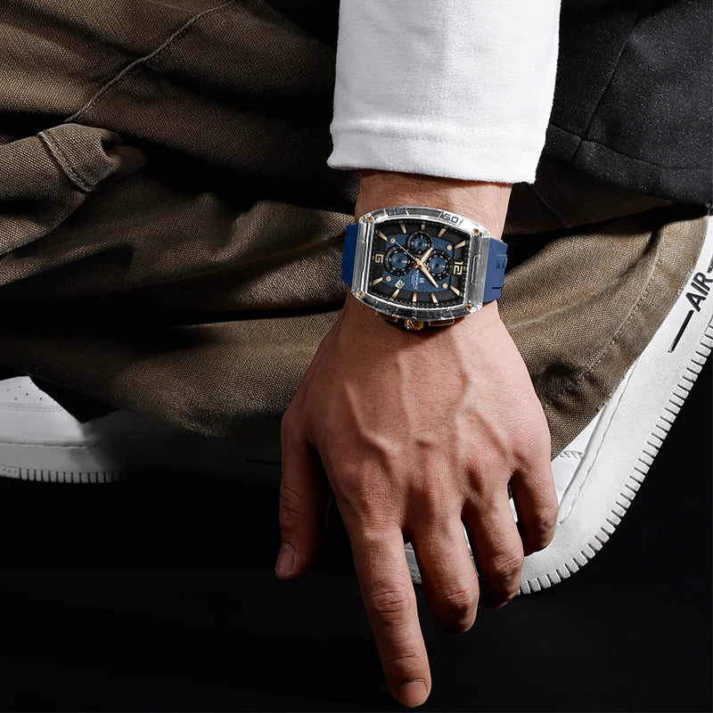 NAVIFORCE Men's Quartz Sports Casual Watch Silicone Strap Wristwatches Chronograph Waterproof Luminous Hands Man Auto Date Clock