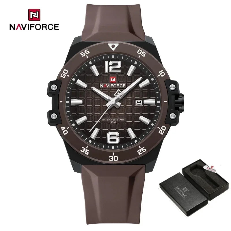 Original Brand NAVIFORCE Fashion Men's Watches Luxury Quartz Sport Silicone Band Wristwatch Waterproof Luminous Clock Male Gift