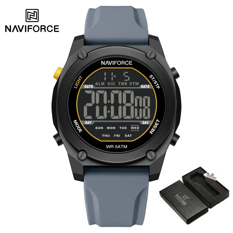 NAVIFORCE Men Digital Watch Sports Fashion Watches Waterproof 50M Man HD Electronic Screen Student Cool Alarm Display Wristwatch