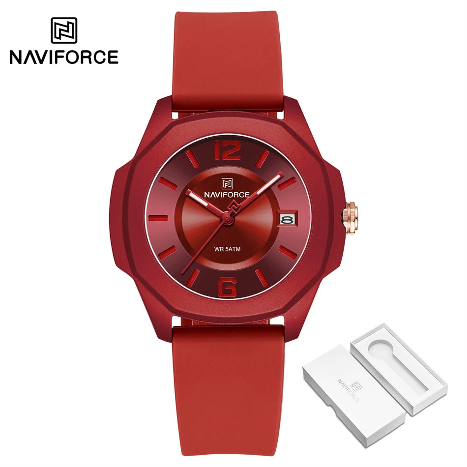 NAVIFORCE Ladies Watch For Women Silicone Strap Clock Quartz Wrist Watches for Women 5ATM Waterproof Casual Relogio Feminino