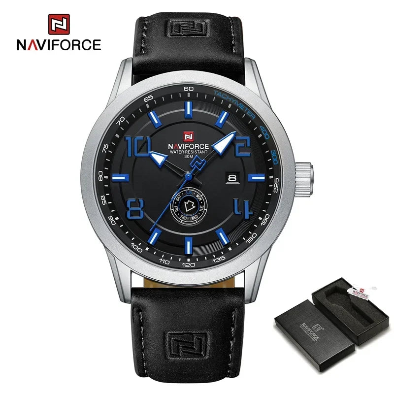 NAVIFORCE Watches for men Fashion Sports PU Strap 30m Waterproof Quartz Calendar Display Wristwatch Male Gift Relogio Masculino