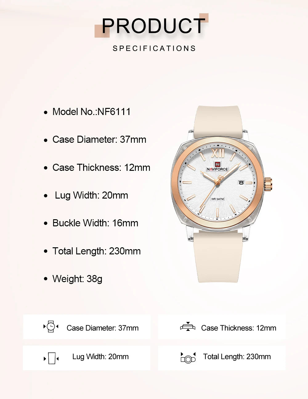 NAVIFORCE Leisure Sports Women's Watch Simple Elegant Waterproof Creative Women Minimalist Style Quartz Calendar ladies Watches