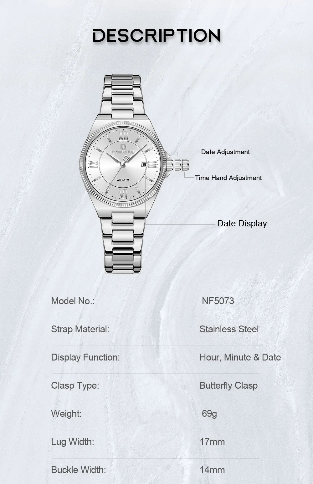 NAVIFORCE Women's Wristwatch Quartz Calendar 30M Waterproof Steel Band Fashion Daily Dress Elegant Ladies Watch Relogio Feminino