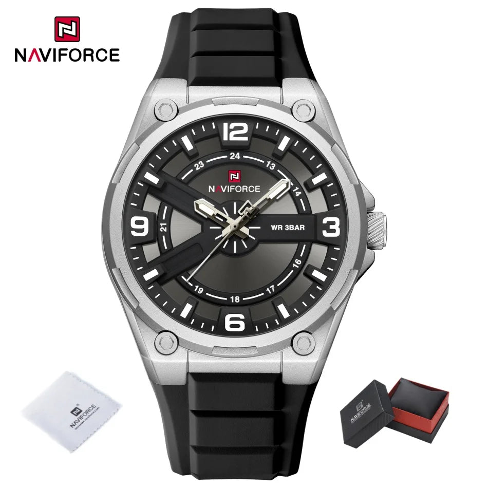 NAVIFOCE Luxury Business Men Watch Sport Men Watch Waterproof Quartz Clock Man Wheel dial WristWatch Relogio Masculino Silicone