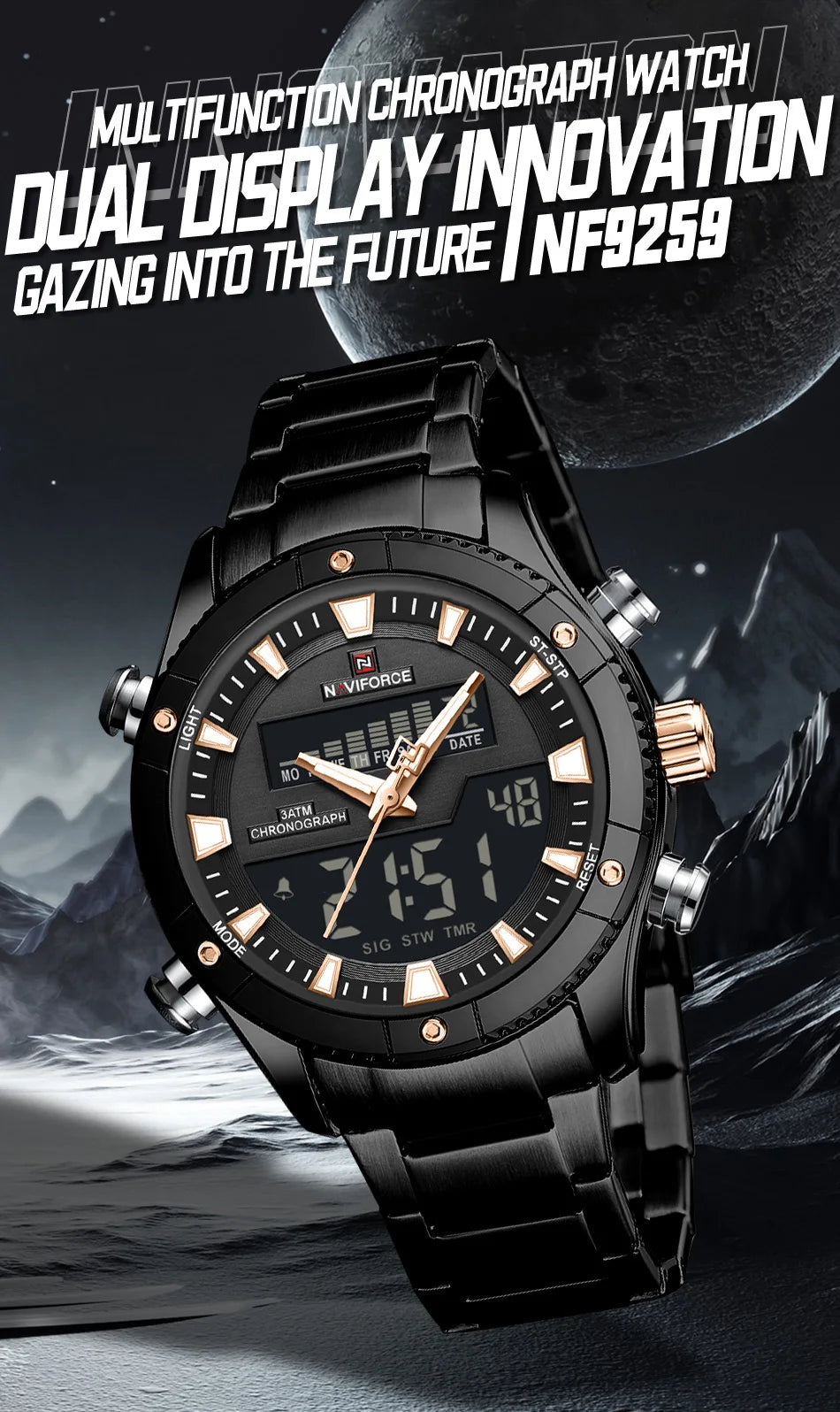 NAVIFORCE New Fashion Design Sports Men's Watches Waterproof Auto Day and Date Display Quartz Wristwatches