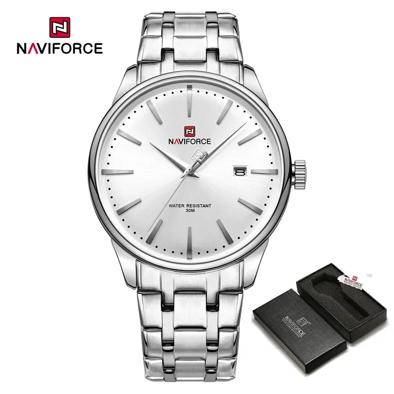 Top Brand NAVIFORCE Men's Calendar Watch Waterproof Fashion Business Stainless Steel Strap Quartz Wristwatches Relogio Masculino