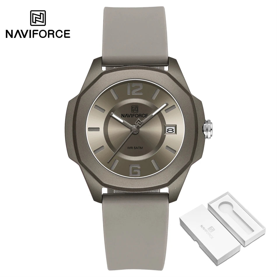 High Quality NAVIFORCE Women's Luxury Elegant Quartz Watch Simple Style Silicone Strap 3ATM Waterproof Wristwatches Reloj Mujer