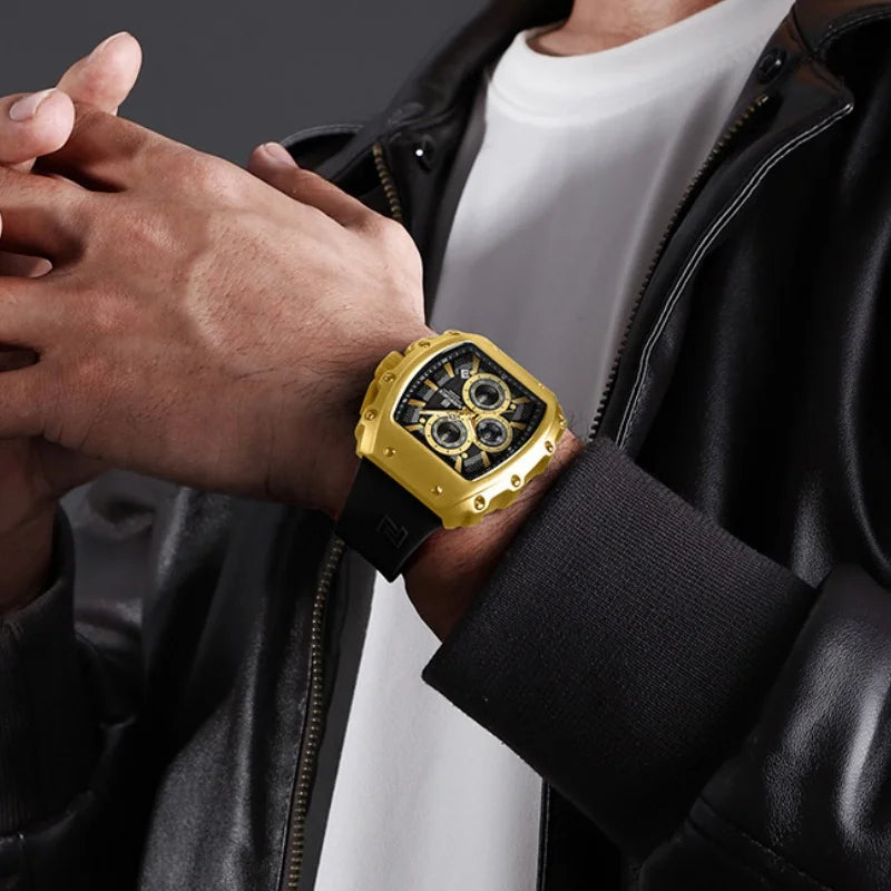 NAVIFORCE Leisure Male Clock Chronograph Watches for Man Quartz 30M Waterproof Luminous Hands Silicone Strap Wristwatch Gift Box