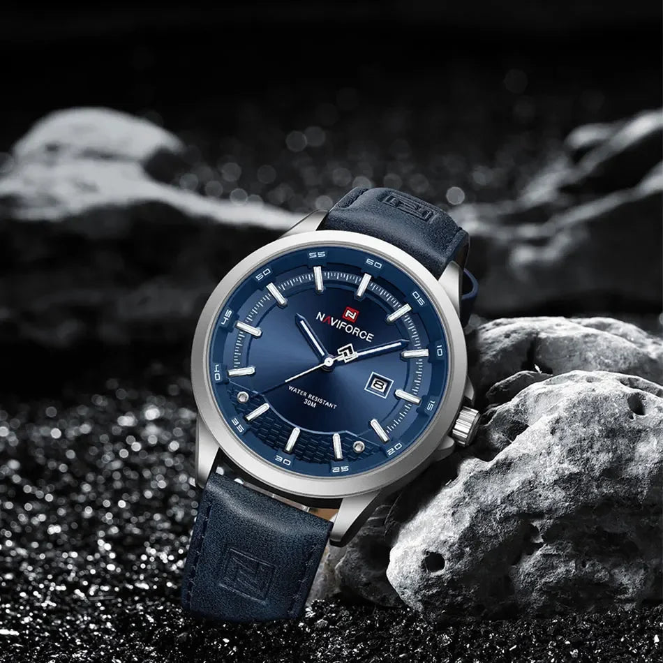 NAVIFORCE Watches For Men Quartz Auto Date Waterproof Leather Strap Male Casual Fashion Daily Wear Business Man's Clocks NF9248L