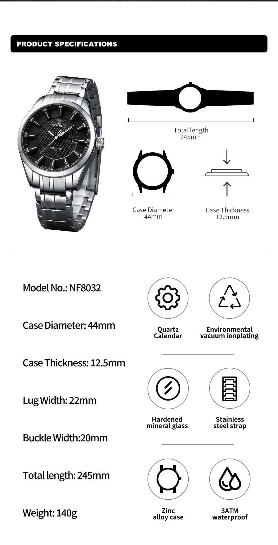 NAVIFORCE Brand 2023 New Design Men's Quartz Wristwatches Stainless Steel Strap Waterproof Watch Male Date Clock Reloj Hombre