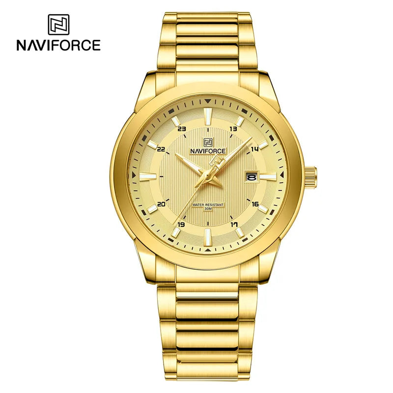 NAVIFORCE Brand New Fashion Casual Men Watch Stainless Steel Water Resistant Calendar Quartz Wristwatches Relogio Masculino 2023