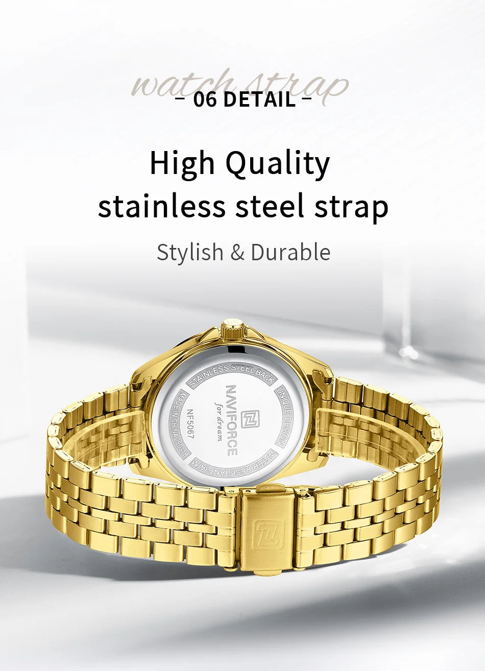 NAVIFORCE Women Watches Ladies Creative Watch Stainless Strap New Fashion Charm Quartz 30m waterproof Wristwatches Female Clock
