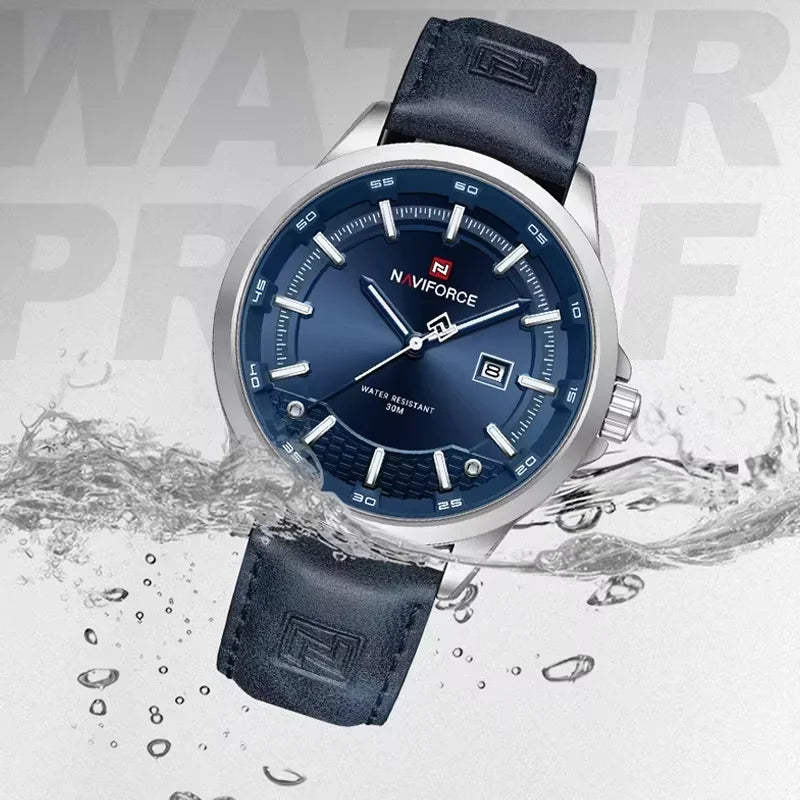 NAVIFORCE Watches For Men Quartz Auto Date Waterproof Leather Strap Male Casual Fashion Daily Wear Business Man's Clocks NF9248L