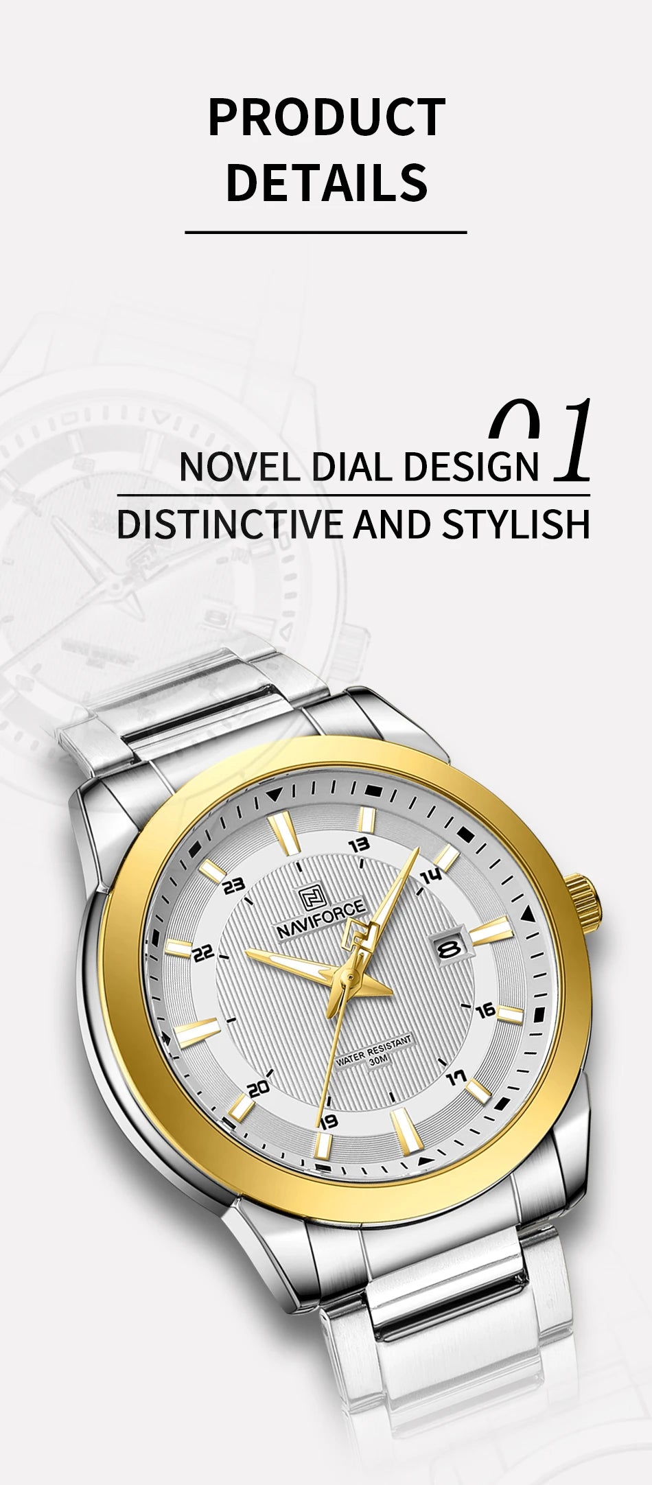 NAVIFORCE Brand New Fashion Casual Men Watch Stainless Steel Water Resistant Calendar Quartz Wristwatches Relogio Masculino 2023