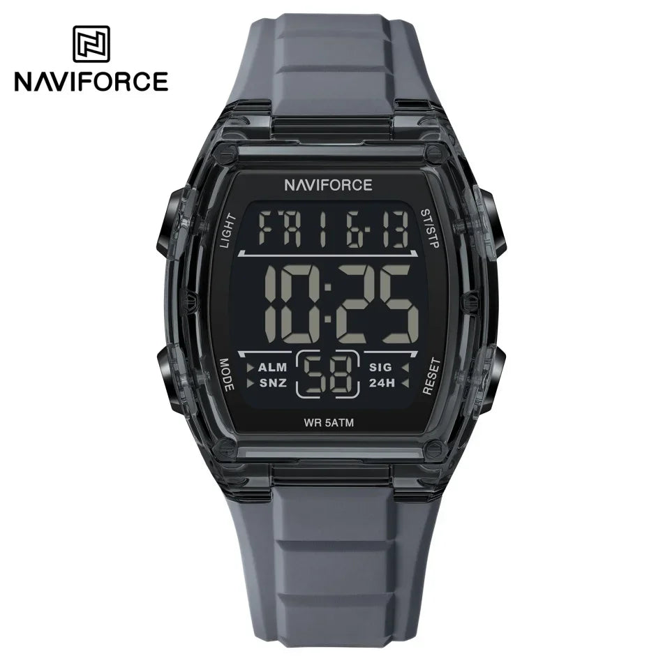 NAVIFORCE Luxury LCD Digital Sport Watches For Men Luxury Casual Alarm Clock 50M Waterproof Silicone Band Electronic Wristwatch