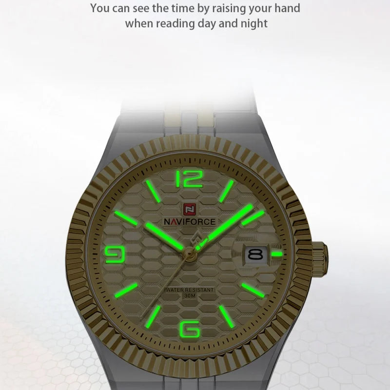 NAVIFORCE Women Watches Quartz Wristwatch Waterproof High Quality Ladies Steel Bracelet Female Romantic Stylish Business Clock