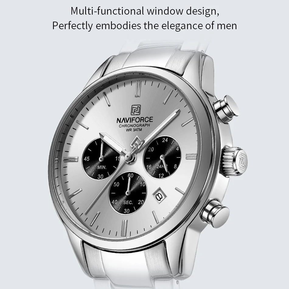NEW NAVIFORCE Fashion Men's Watch Luxury Waterproof Male Quartz Wristwatch 24 Hour Date Display Male Chronograph Luminous Clock